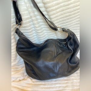 Furla black leather hobo bag